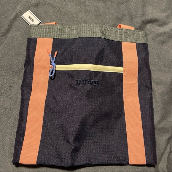 PINK Victoria's Secret Navy and Orange Tote Bag - Picture 2 of 3